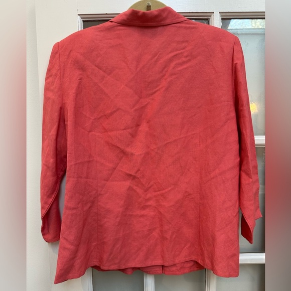 Talbots Salmon Coral Linen Blend Lightweight Blazer Jacket Plus Size 20 - Picture 3 of 11